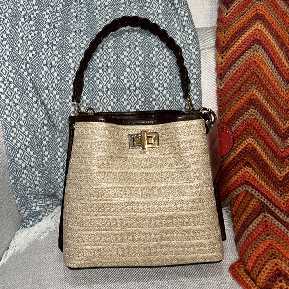 BCBG Generation Women’s Brown Leather Chain-Handle Shoulder Bag
